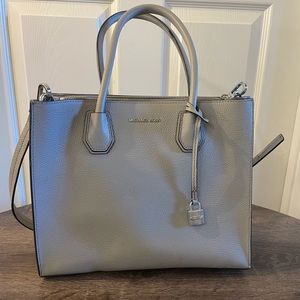 Michael Kors Mercer Large Leather Tote Gray NWOT